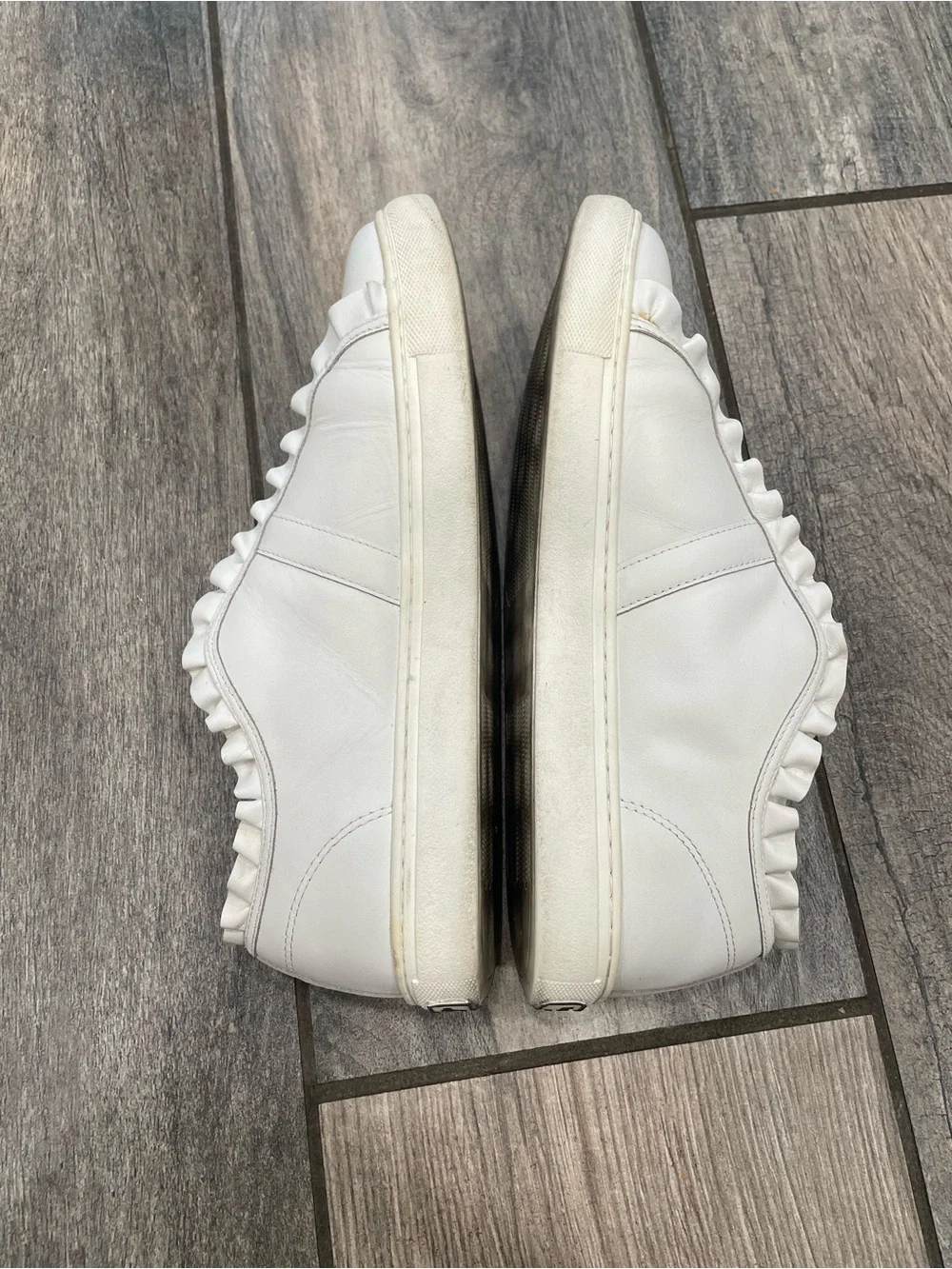 kate spade White Ruffle-Edge Slip-On Sneakers